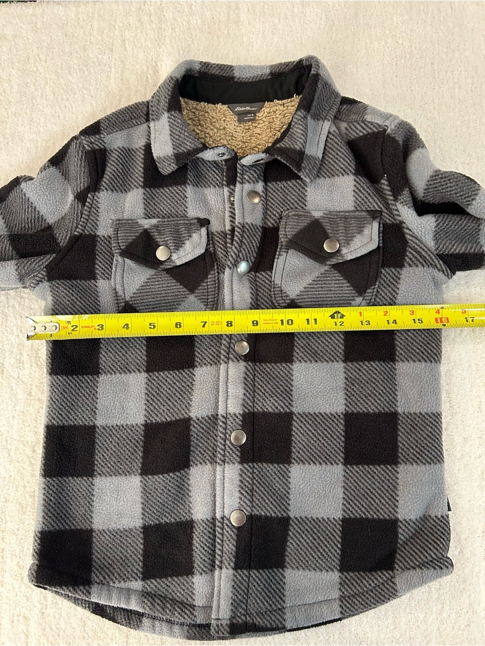 Eddie Bauer Boys Kids 8 Sherpa Lined Buffalo Plaid Shacket Jacket - Picture 4 of 10